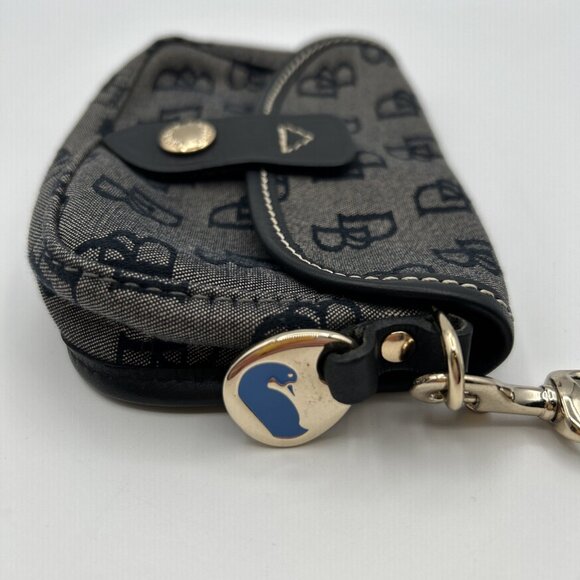 Dooney & Bourke Black Monogram Logo Wristlet Clutch Wallet Y2K Purse Zip Snap - Picture 2 of 11